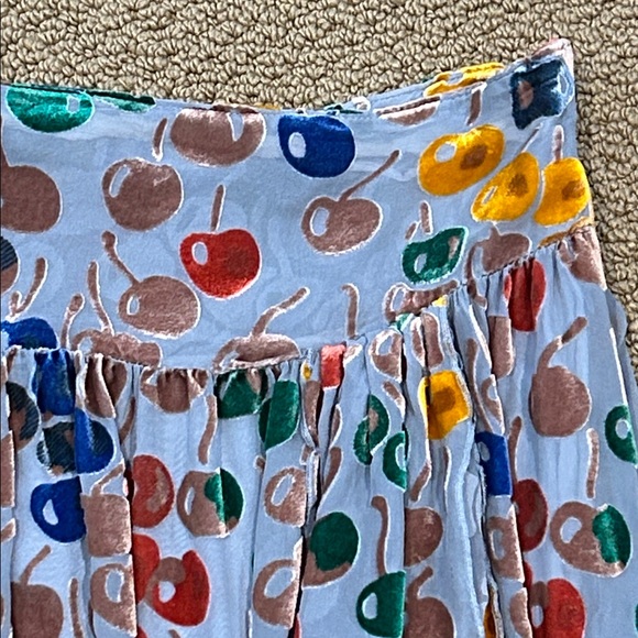 Vintage Free People Silk Velvet Cherry Print Mini Skirt size 4 Boho Flowy - Picture 4 of 15